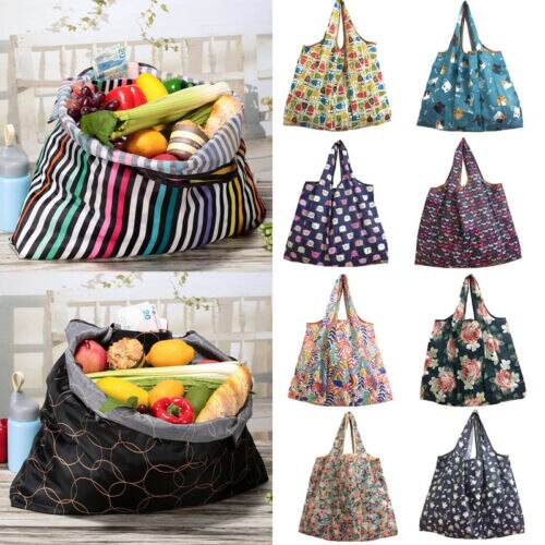 1pc opvouwbare, herbruikbare, nylon eco-handtassen, opbergtassen, reistassen, boodschappentassen