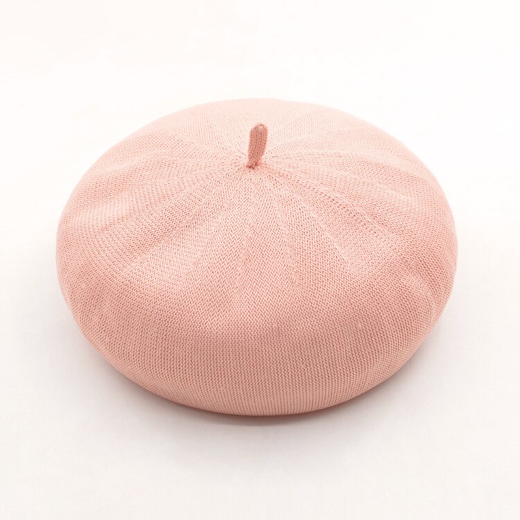 Caluriri Spring Summer Hat Pumpkin Beret Painter's Cap Retro Knit Breathable Art Painter's Cap Octagonal Cap Beret Cap: Pink