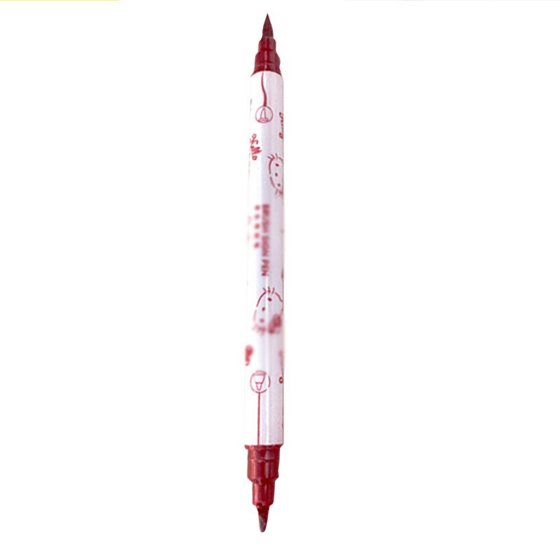 48 Stks/partij Leuke Kat Markeerstift 12 Kleuren Dubbele Hoofd Fijne Fluorescerende Marker Liner Tekening Pennen Kantoor Schoolbenodigdheden