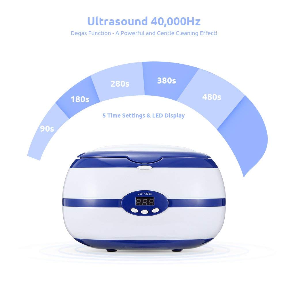 GTSONIC VGT-2000 Ultrasonic Cleaner 600ml 35W for Necklace Earrings Bracelets Dentures Household Ultrasonic Baths