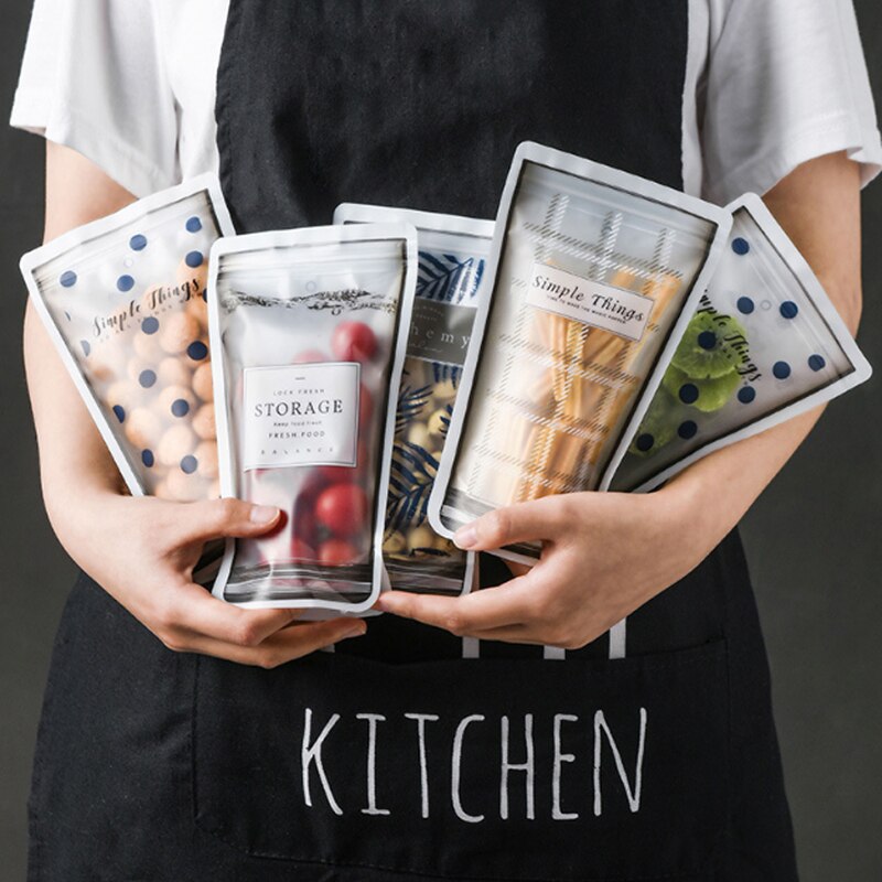 4 sztuk żywności świeżego torba matowy jasne wielokrotnego użytku woreczek hermetyczny silikonowy próżni uszczelniaczem jedzenie owoców mięwięc przechowywania torby na zamek błyskawiczny jedzenie stopień torby z zapięciem