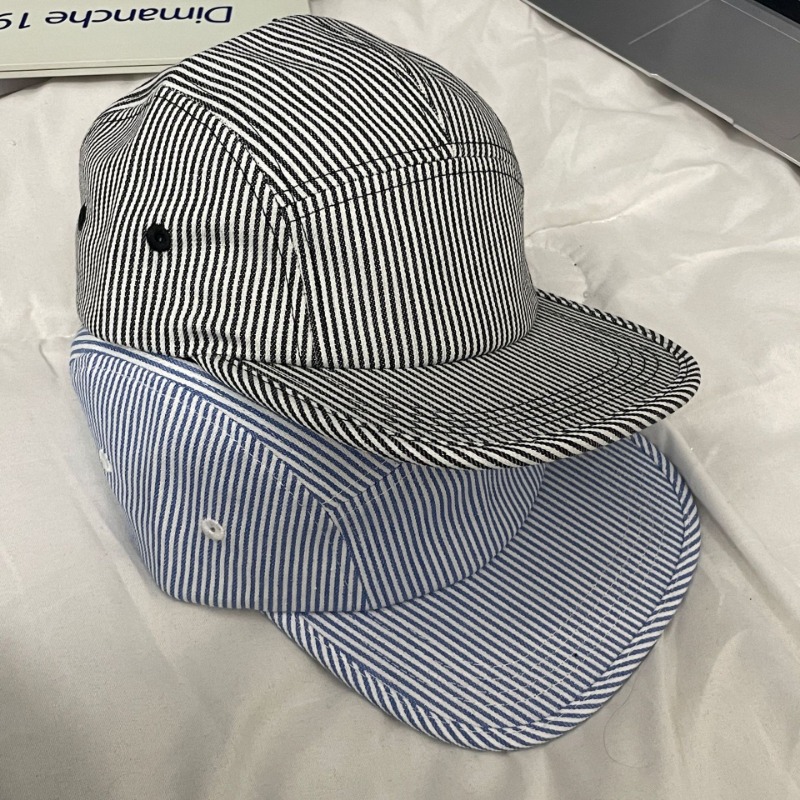 Gorra de béisbol de 5 paneles a rayas para hombres y mujeres, sombreros versátiles de ala plana, adecuados para las cuatro estaciones, urbana, Popular Ins
