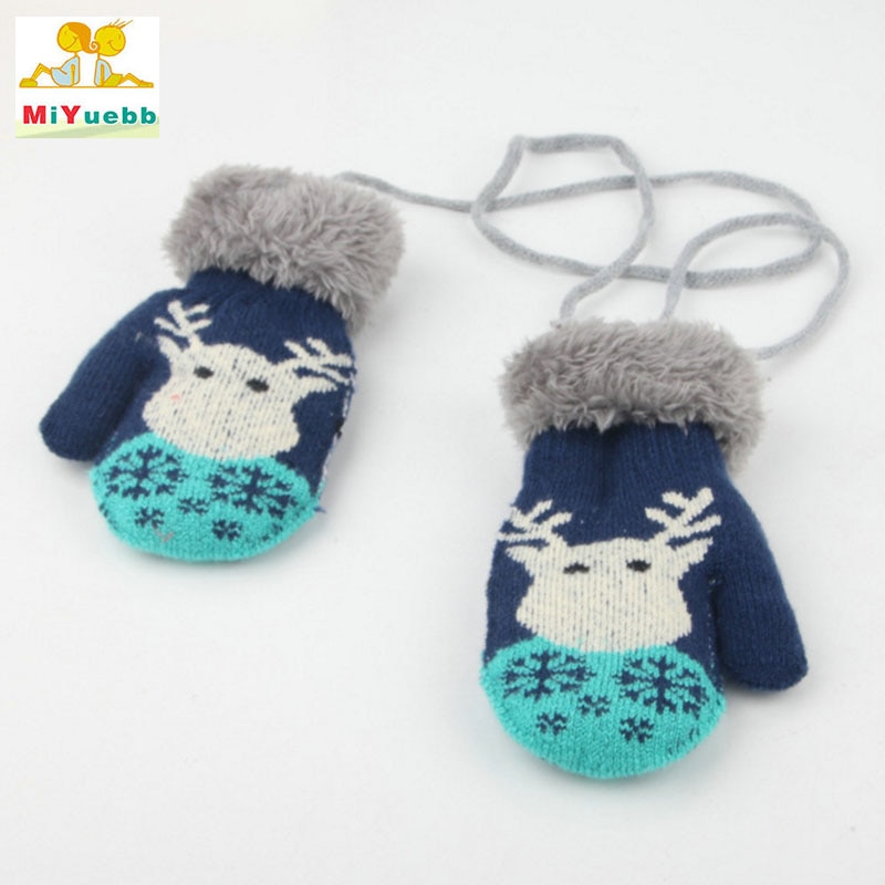 1 to 6 år gammelt barn baby dreng pige strik handsker vinter børn varme reb vanter vat solid christmas elg  st2