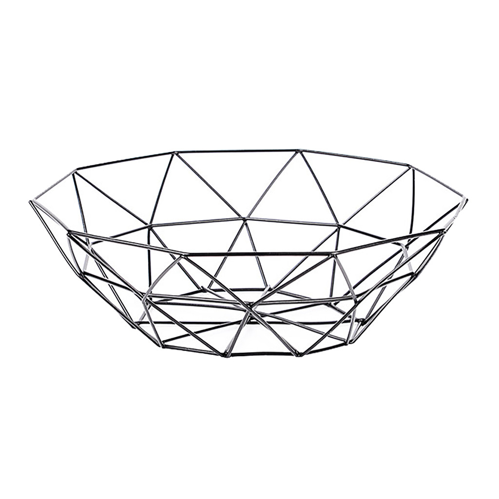 Cesta geométrica de alambre para frutas y verduras, tazón de Metal, almacenamiento de cocina, exhibición de baño, cesta multiusos