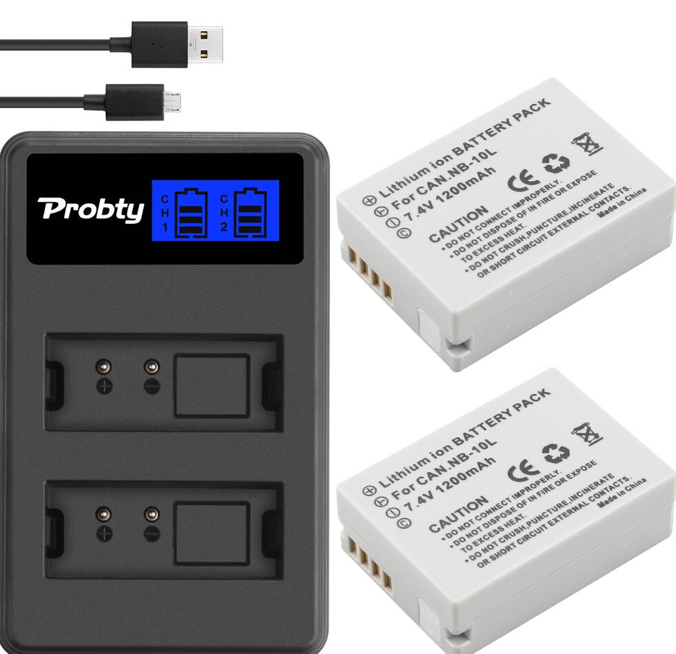 NB-10L Vervangende Batterij en USB Dual Charger voor Canon SX40 HS SX40HS SX50 PowerShot SX40 HS SX50 HS SX60 HS: 2battery and charger