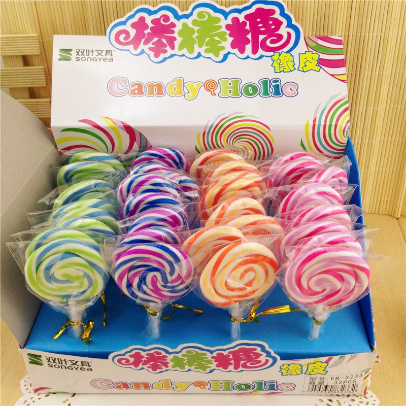 32 st / socker sockerlolly stil söt suddgummi student barn suddgummi brevpapper