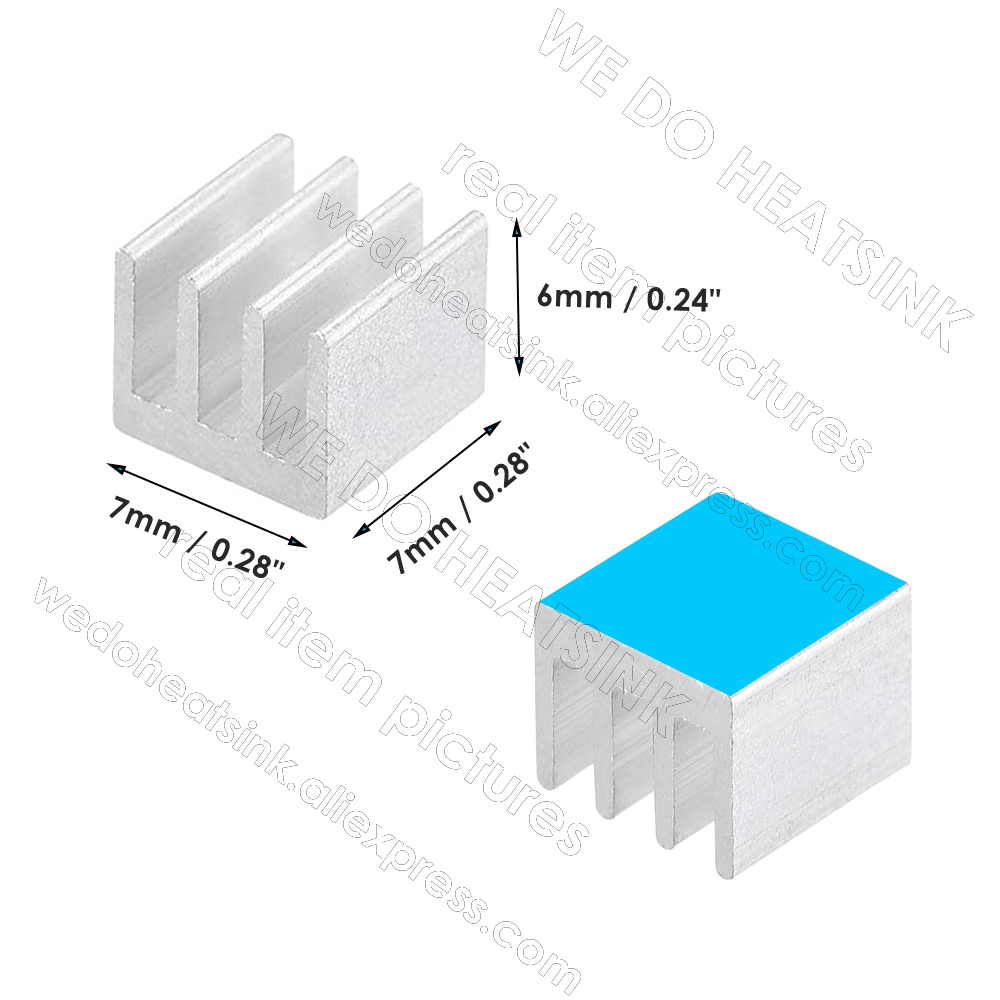 Kleine Vierkante Size 7X7X6Mm Heatsink Aluminium Koellichaam Cooler Vergadering Met Thermische Plakband Voor cpu, ram, Wlan, Power Chip