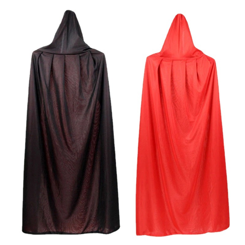Halloween Pleuche Velvet Cloak Cape Hooded Medieval Costume Witch Wicca Vampire Halloween Cosplay Costume Cape