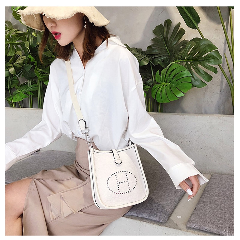casual texture bag on the product simple strand empty hand shoulder bag female bag tide female handbag