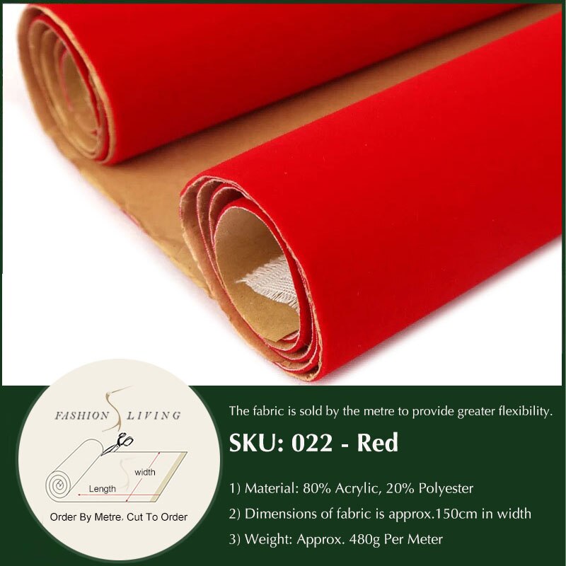 Selvklæbende fløjl smykkeskrin fløjlforing møbler bordoverflade beskyttende håndværk foringsstof stof efter meter , 150cm bredt: Rød