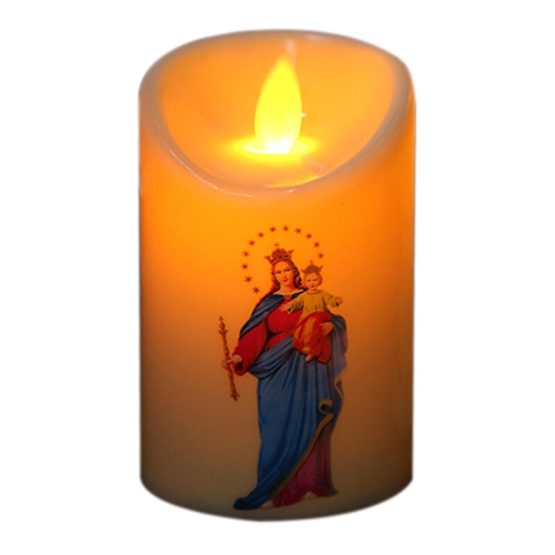 Jesus Christ Candles Lamp LED Tealight Romantic Pillar Light Flameless Electronic Candle Battery Operated: 5