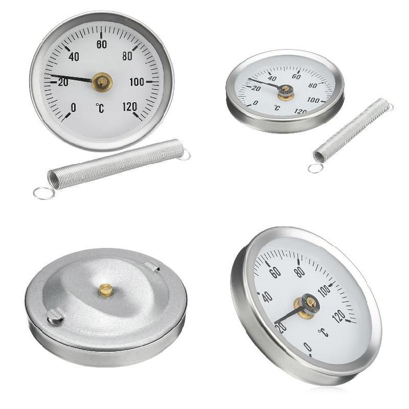 63mm 0-120 celsius clip-on rör urtavla termometer metall temperatur temperaturmätare med fjäder industriell termometer trädgård