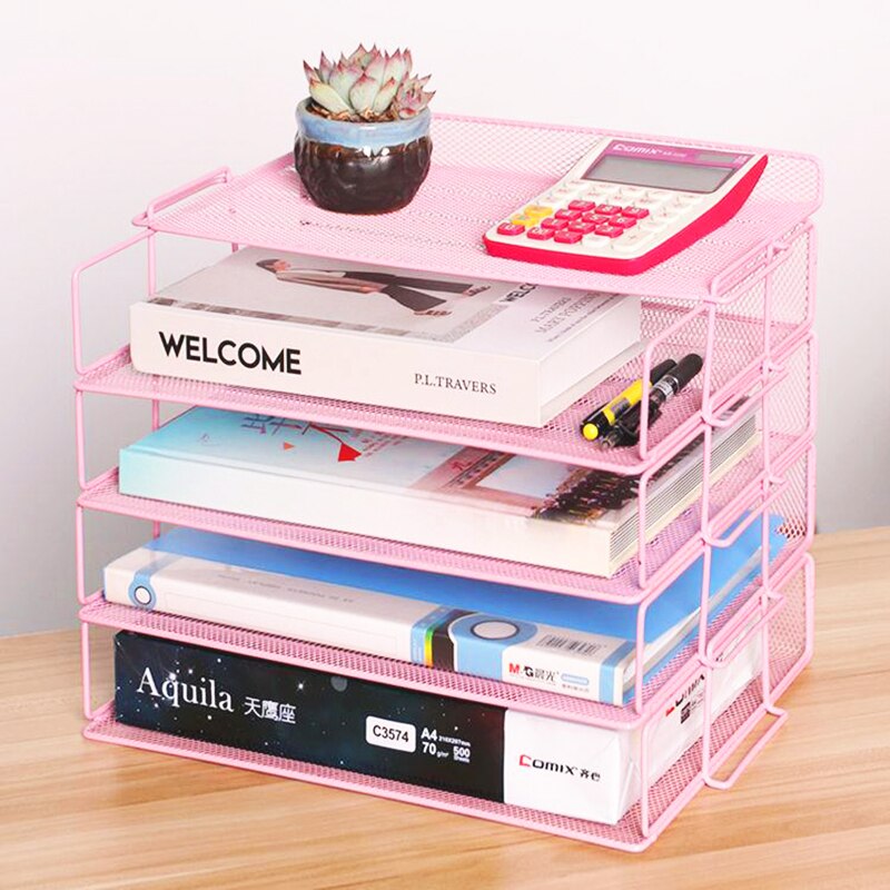 Metalowe wielofunkcyjne tace na dokumenty A4 plik Papepr lista uchwyt magazyn materiałów piśmienniczych Bookend biuro szkolne Organizer na biurko