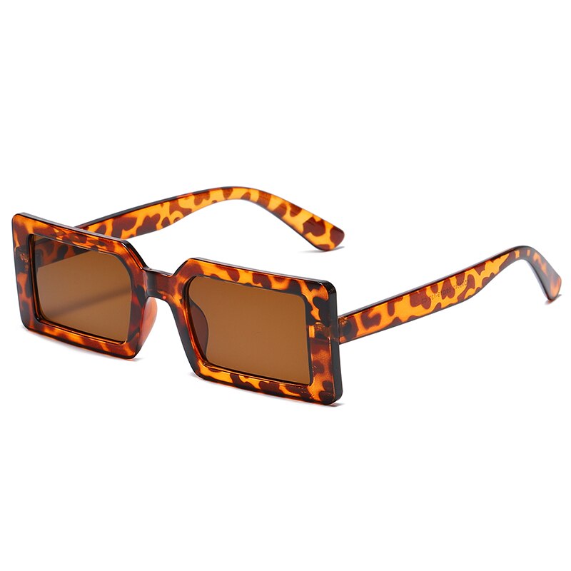 Små firkantede solbriller kvinder mænd trendy vintage mærke grøn gradient linse solbriller til kvindelige briller  uv400: Leopard