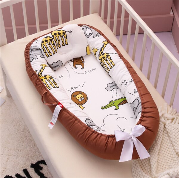 Portable Baby Bed Nest Newborn Crib for Boys Girls Pillow Cushion Travel Bed Infant Cradle Cot Sleeping Bed: Sky Blue
