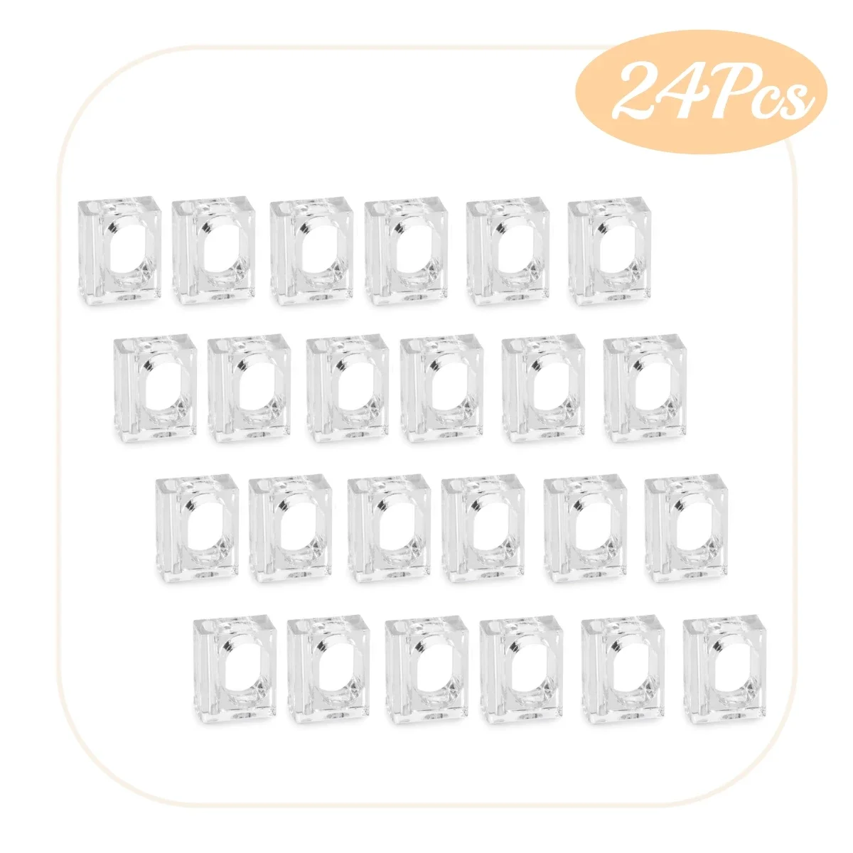 4-24Pcs Acrylic Napkin Rings Flower Vase Napkin Holders Clear Square Napkin Rings Bulk for Wedding Party Banquet Table Decor