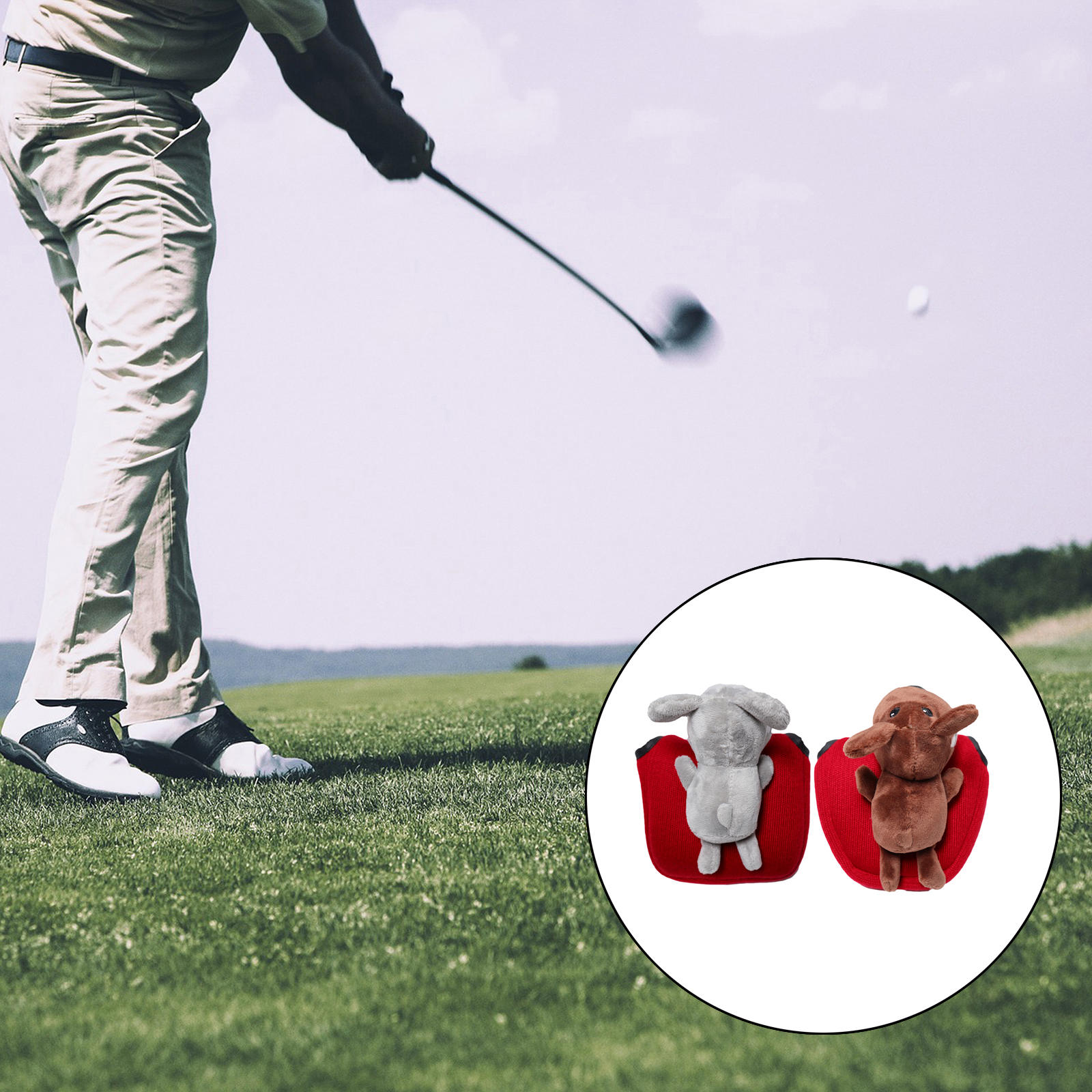 Golf Mallet Putter Cover Knitted with Doll Headcover Outdoor