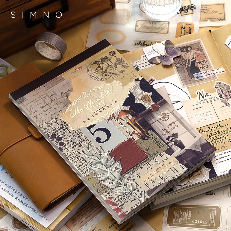 50 Sheets Vintage Material Paper Book Junk Journal Planner Background Paper Magazine Clipbook Craft Paper DIY Scrapbooking