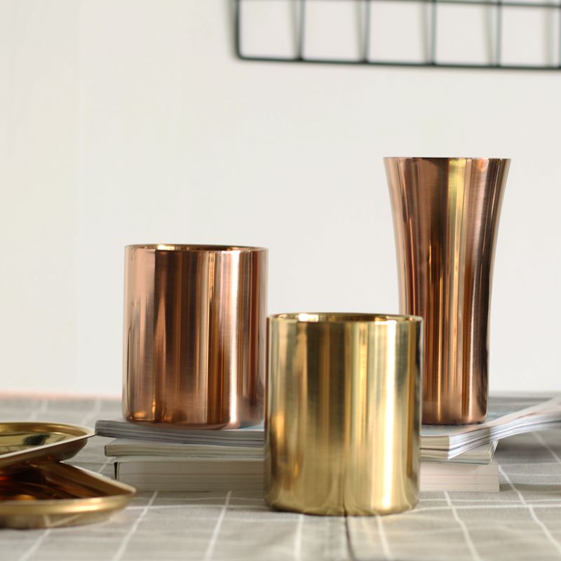 Nordic Stijl verkoperd Gouden Vaas Pen Houder Kaars Cup Kaars Houder Rvs Vaas Decoratieve Opslag Emmer 1645