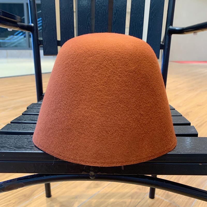 Jednolity kolor Slouchy ciepłe czapki damskie 100% wełna schludny rondo czapka zimowa czapka filcowa stożek kaptur modniarstwo Fascinators blok baza: Rust czerwony
