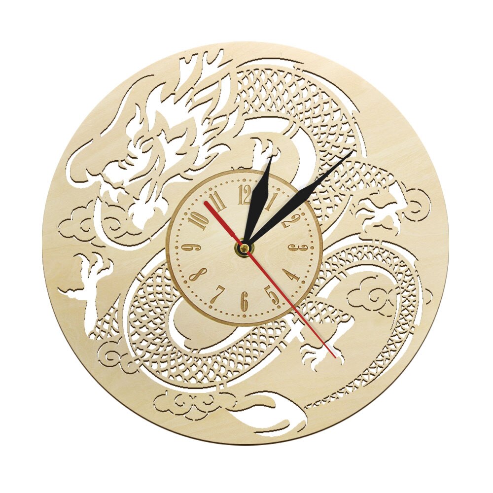 Jahrgang Drachen Skulptur Uhr horloge Japanischen Drachen Fantasy Wanduhr Holz Hause DéKor Original Nicht Tickt wandklok