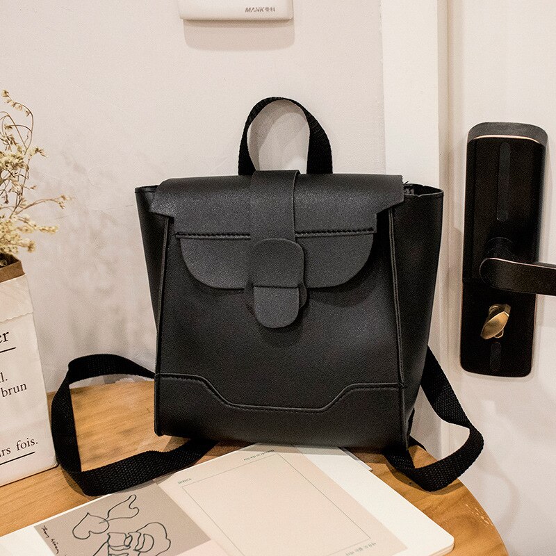 Korean Trend Practical Shoulder Crossbody Backpack School Style Schoolbag Luxury Handbag Purse Handbags: Solid Black