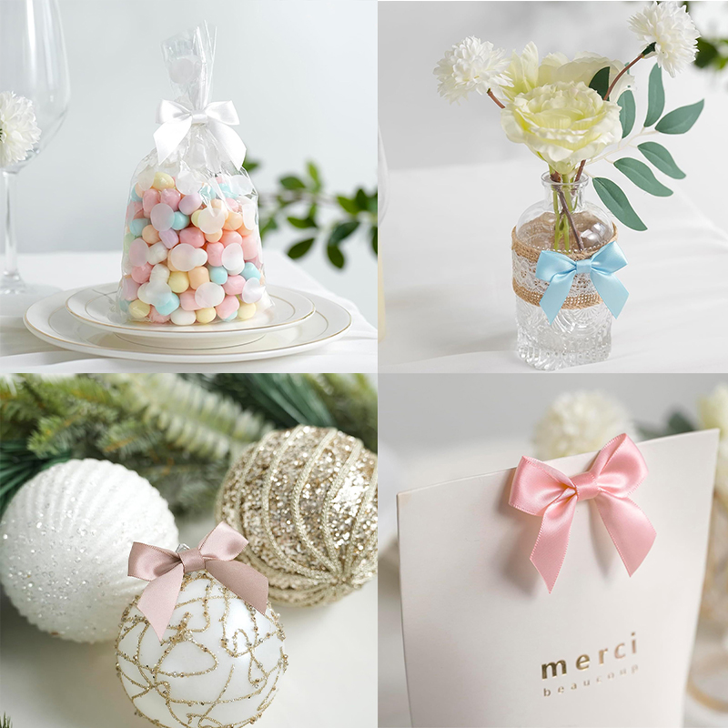 10/30/50 Uds. Lazo hecho a mano con parte trasera adhesiva para caja de de Navidad decoración floral accesorios de ropa DIY hechos a mano