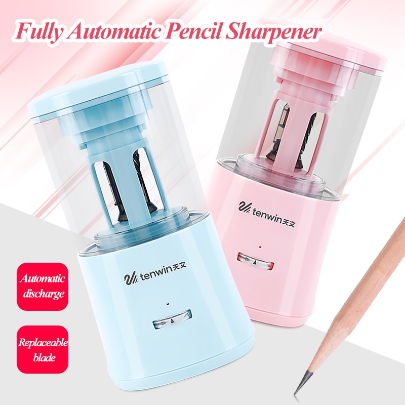 Tenwin Fully Automatic Pencil Sharpener Safe Children's Electric Mechanical Pencil Cutter Stationery Auto Pencil Sharpener 8018