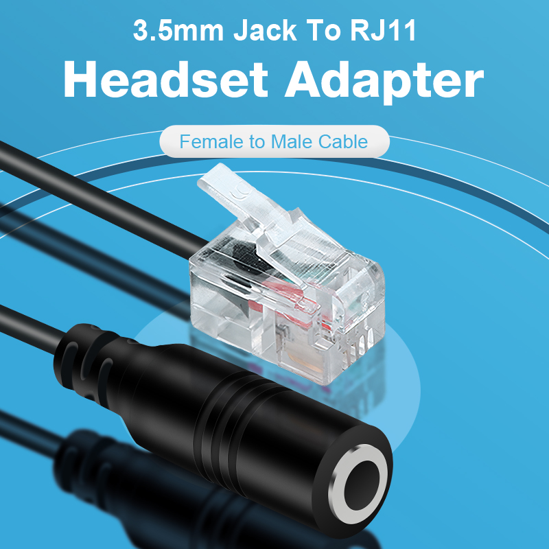 Adaptador RJ11 a 3,5 Jack macho a hembra para PC, ordenador, micrófono, auriculares, teléfono, auriculares, Cable convertidor de Audio auxiliar Universal 3,5