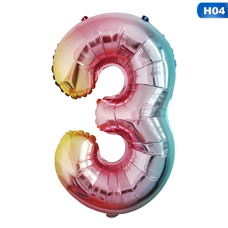 1 pc gradient farve digital ballon fødselsdag år fest bryllup dekoration oppustelig helium nummer ballon: 4