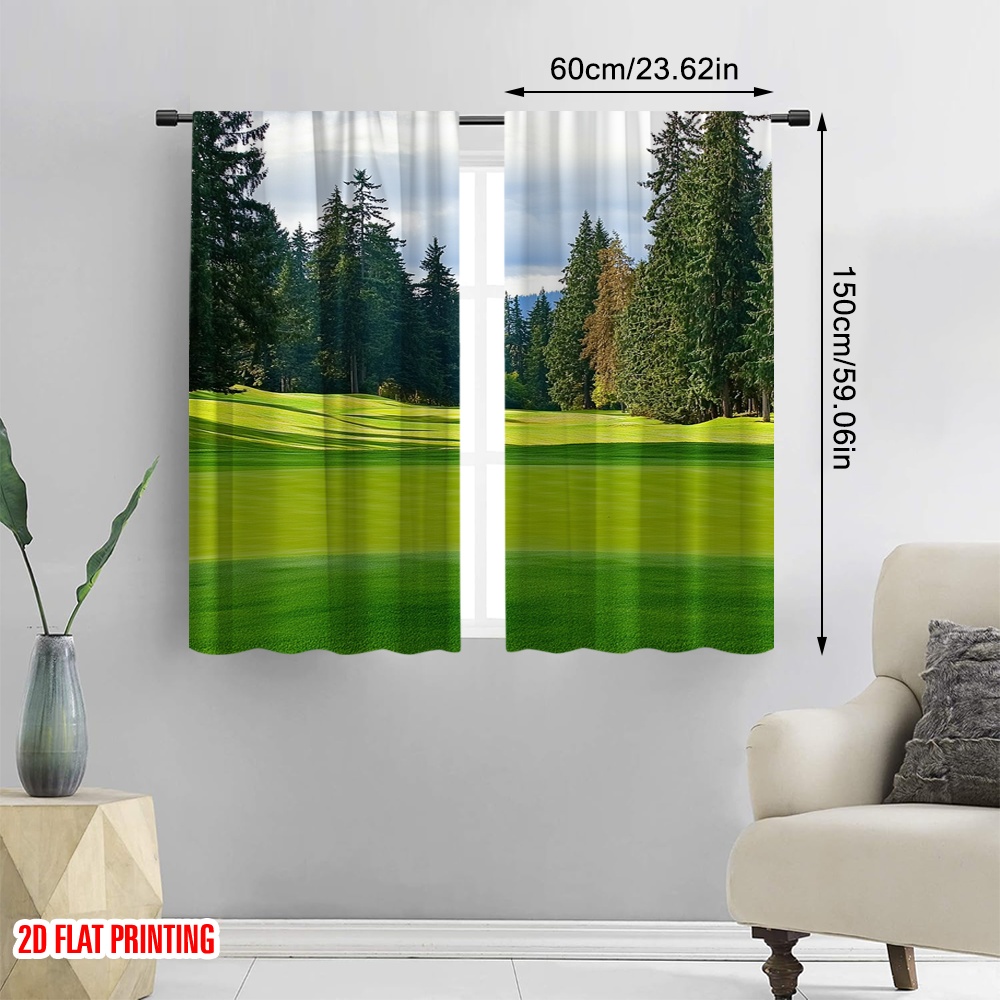 2 pçs pátio de golfe cortina grama verde gramado bandeira de golfe montanha floresta árvores natureza golfe esportes tema festa decorações