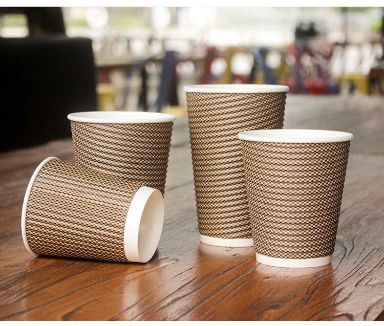 8oz premium engangspapir kaffekopper med låg stilfuld krusvæg dobbeltvæg isoleret takeaway kaffekop -50 pakker