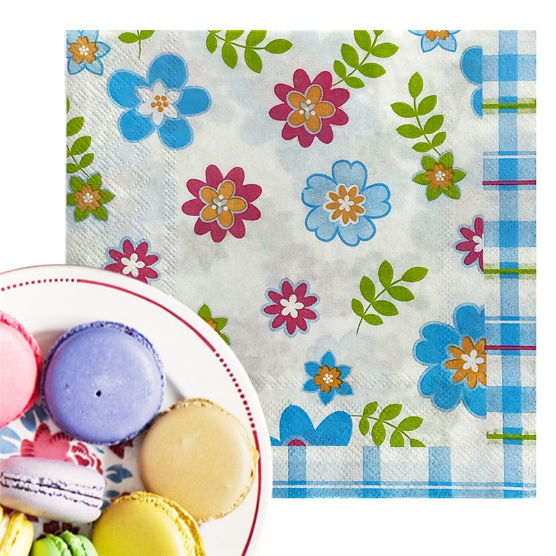 20 stk/pakke blomsterprintede decoupage papirservietter håndværk dekoration bryllupsfest 2- -lags firkantede middagsservietter
