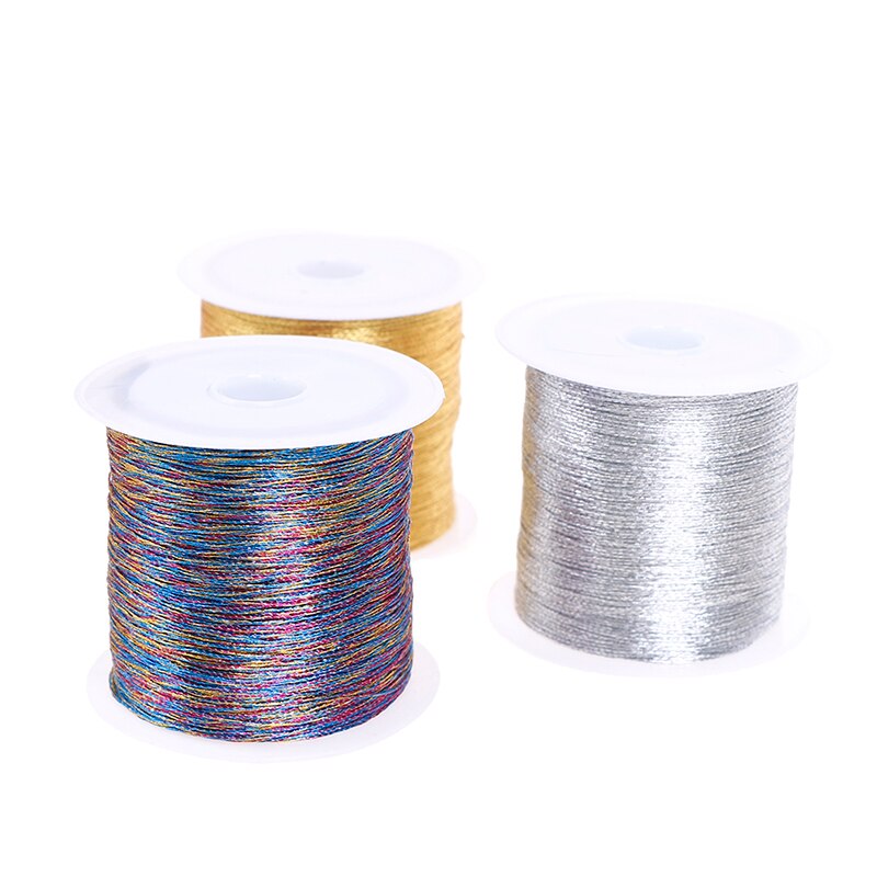 1Roll Gold/Silver 100m Durable Overlocking Sewing Machine Threads Polyester Cross Stitch Strong Threads for Sewing Supplies