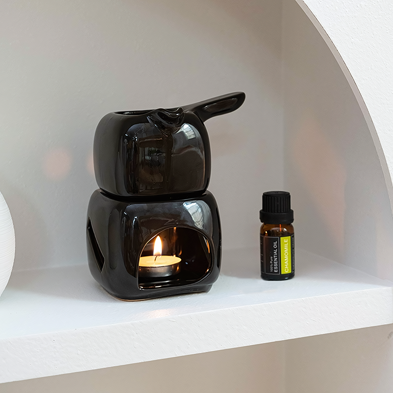 Stor rökelsebrännare för eteriska oljor i keramik, skönhetssalong, aromaterapilampa, skållningsskyddande handljushållare, klubbhustevärmare