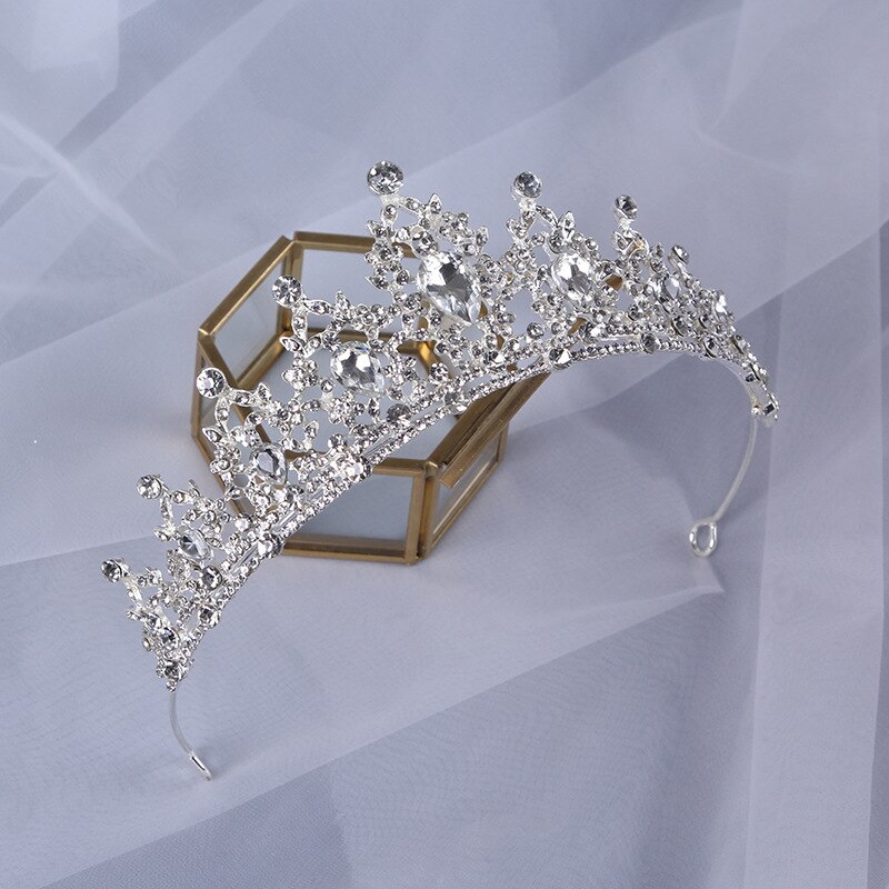 Bridal Crown Hand-beaded High-end Crown Wedding Headdress Queen's Birthday Party Crowns 16 In Diameter And 6 Cm In Height