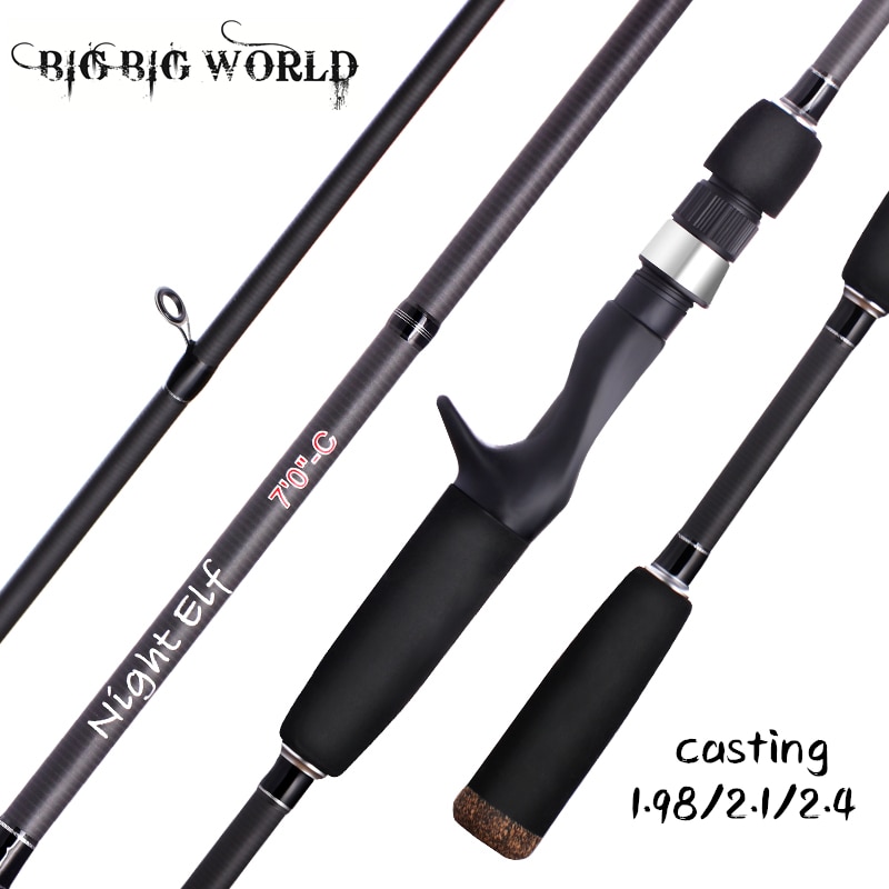 BIGBIGWORLD Fishing Rod MF Power Hand Fishing Tackle 3 Section Perigee Travel Spinning Casting 2.1m 2.4m Lure Rod Wt:8 - 15g