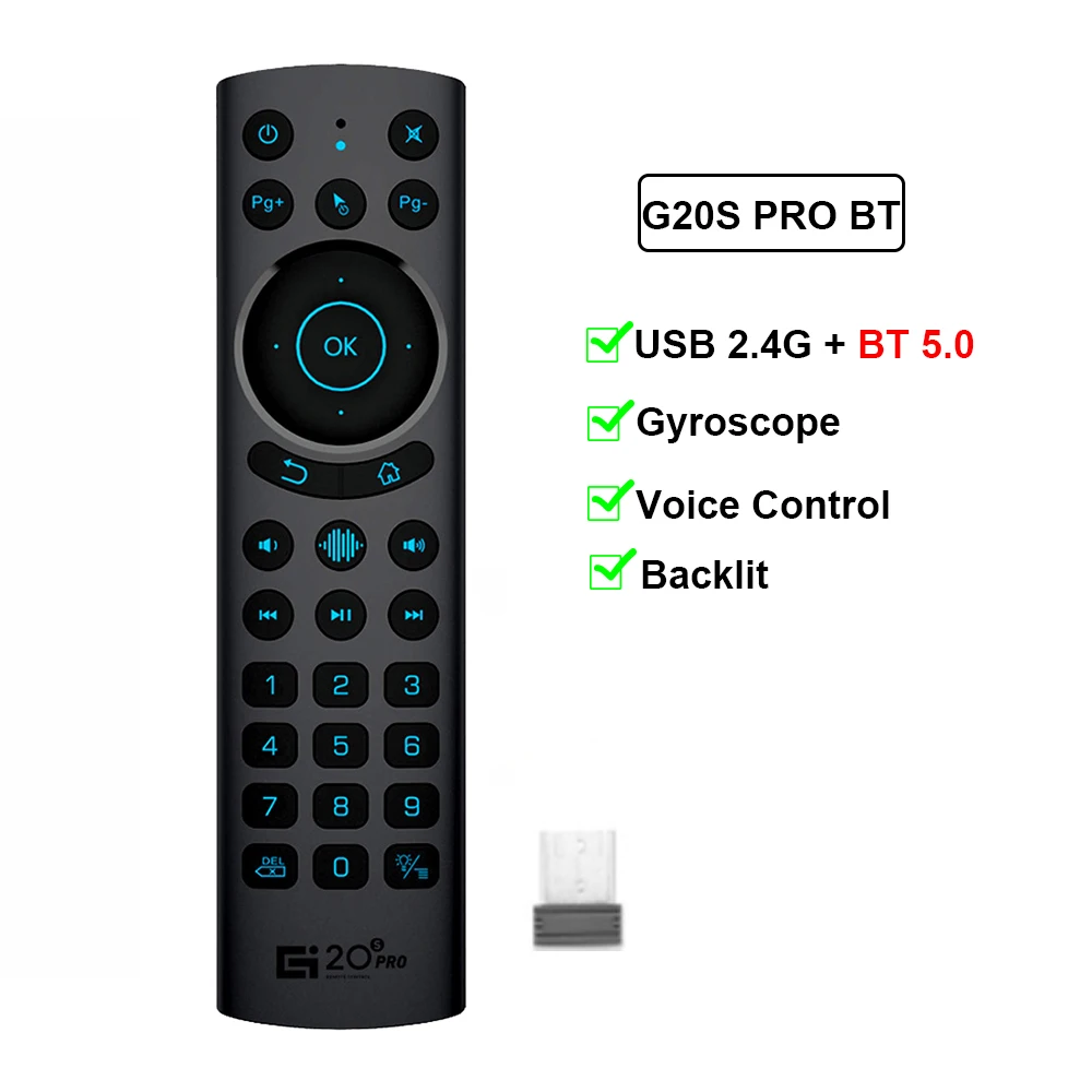 G20S PRO Inteligentny pilot głosowy 2.4G Bezprzewodowy podświetlany żyroskop BT5.0 Air Mouse Nauka na podczerwień dla Android TV Box G20 BTS Plus: YELLOW