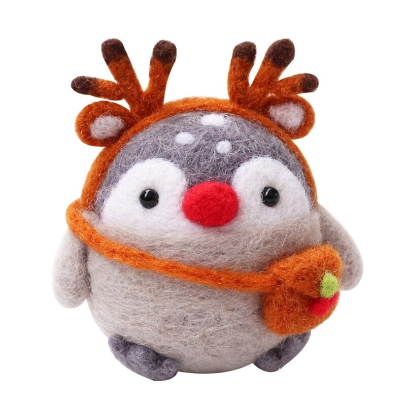 Cute Animal Cartoon Wool Doll Felt Craft DIY Unfinished Poked Handcraft Kitting: F