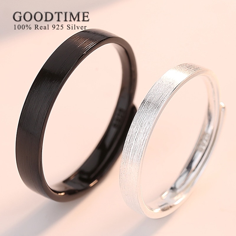 Simple Distinctive Style Sterling 925 Silver Rings For Lover Couple Drawing Shape Adjustable Party Wedding Engagement Rings