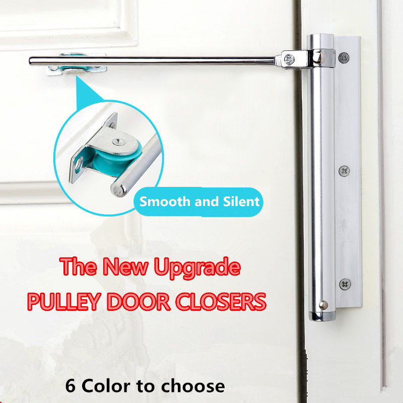 Aluminum Alloy Upgrade Pulley Mute Door Closer Adjustable Force Automatic Door Closing Device Smooth Silent use for Types Doors