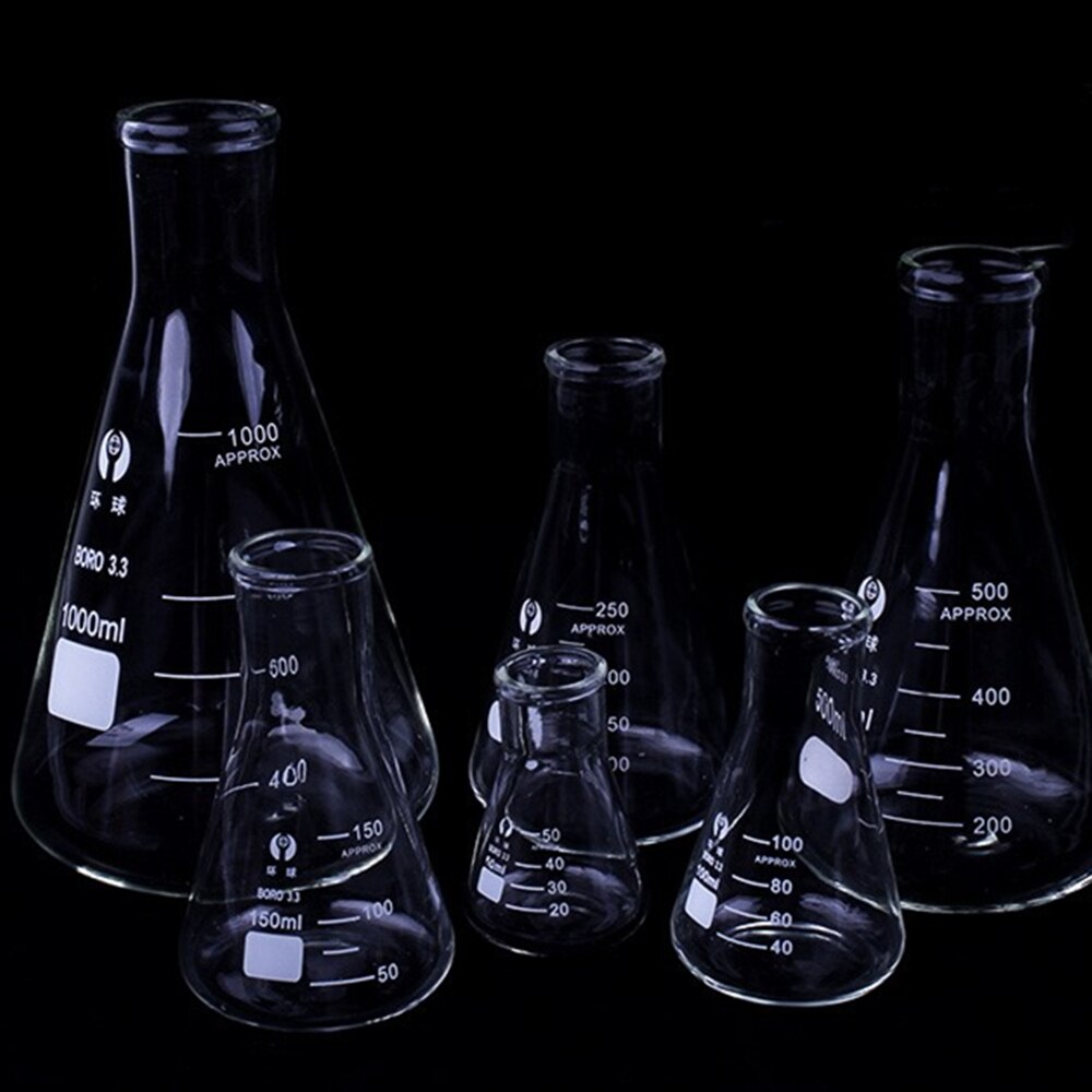1 PC Lab Erlenmeyer Borosilicaatglas Hoge Slip Stirrer Kolf Smalle Hals Coincal Driehoekige Kolf Thicken 50 ML To1000ML