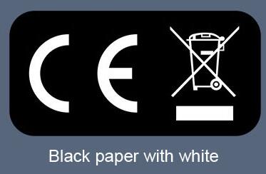 Etiqueta de cubo de basura CE estándar de la Unión Europea, logotipo de reciclaje WEEE, pegatina CE autoadhesiva transparente, 200 Uds.: Negro