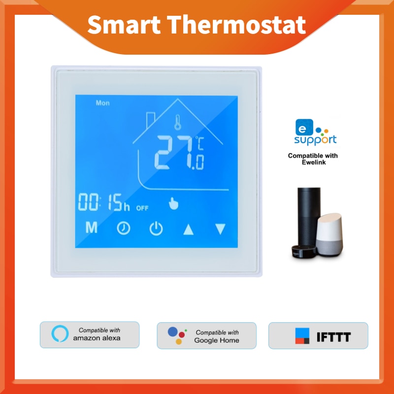 Termostato inteligente con WiFi, controlador de temperatura, pantalla LCD programable por semana para caldera de agua/Gas, Ewelink, para Alexa y Google Home