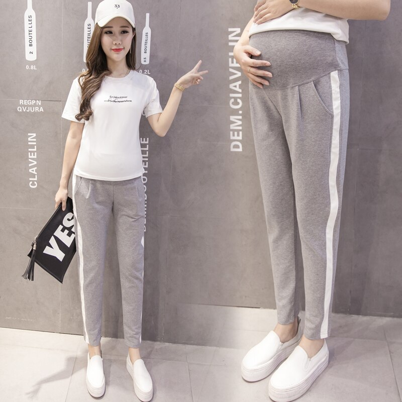 otoño primavera premamá Deporte Pantalones elásticos de la cintura del vientre Pantalones Casual ropa para mujeres embarazadas pantalones de embarazo