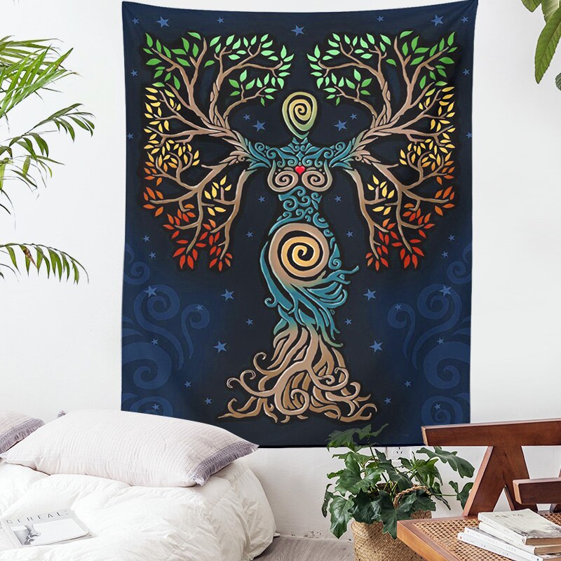 Tree of Life Tapestry Picnic Mat Bedspread Sheet Wall Decoration Room Decor Psychedelic Art Tree of Life Wall Hanging Blanket
