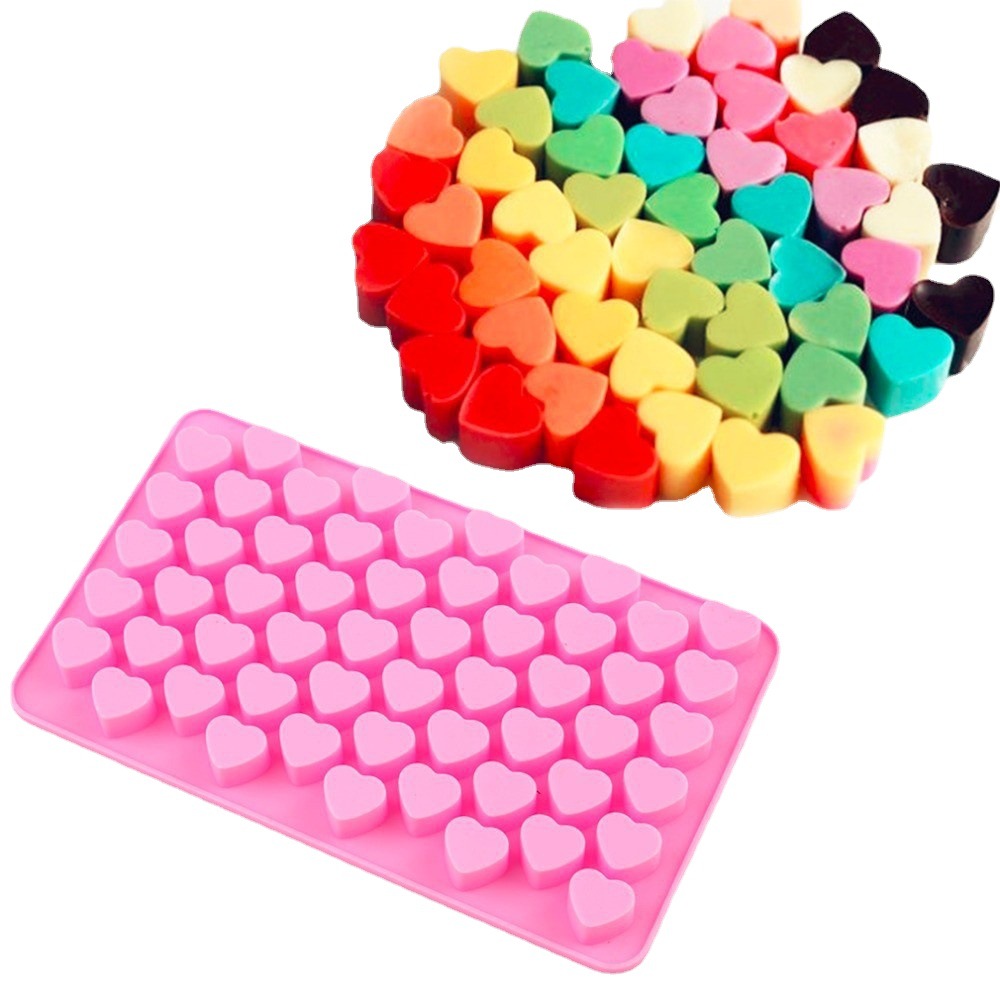 Molde de silicona en forma de corazón pequeño para pasteles, moldes de repostería de Chocolate, decoración para hornear DIY, molde de epoxi de cristal de cubitos de hielo de cocina, 55