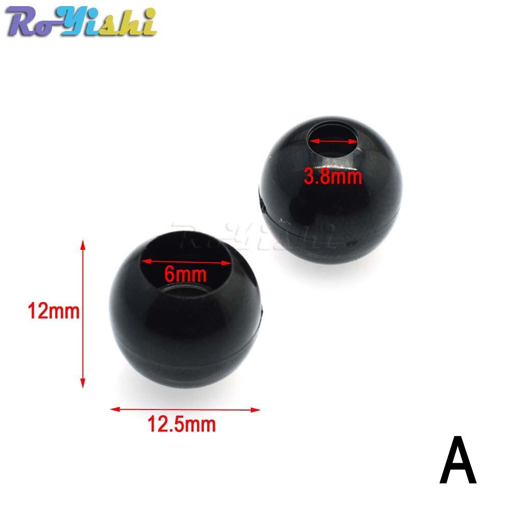 25 stks/pak 4 Maten Plastic Kralen Ronde Bells Voor Cords Strings Zwart: A