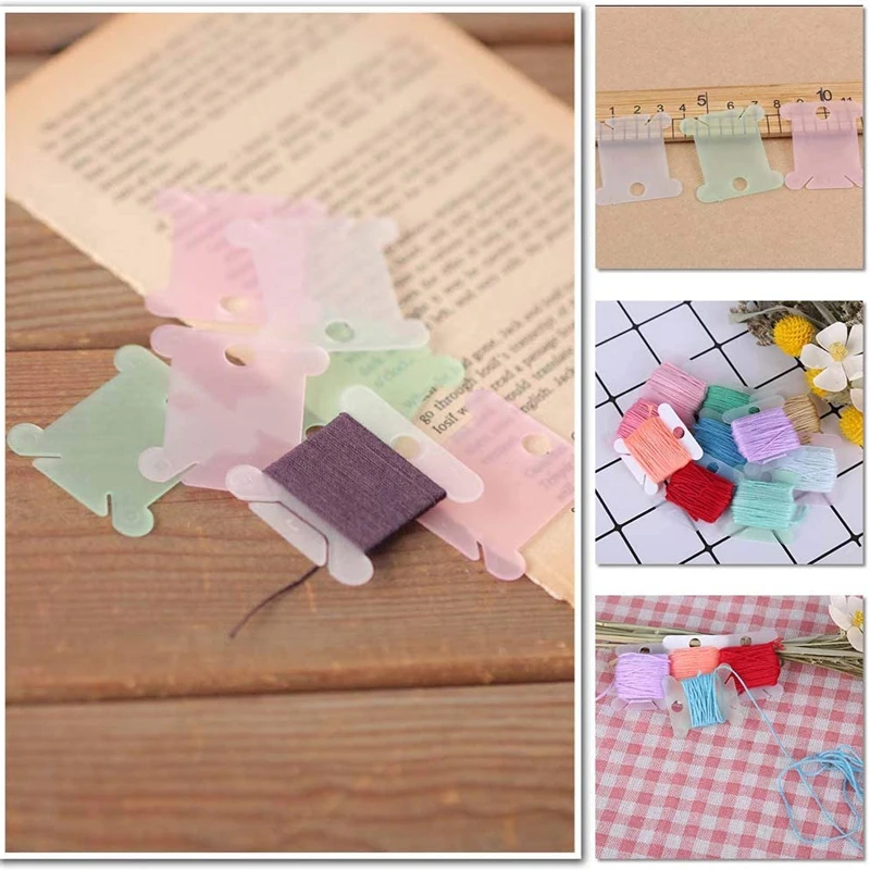 100/50PCS Plastic Bobbins Embroidery Thread Holder Craft Floss Cross Stitch Storage Board Card Organizer Sewing Accessories