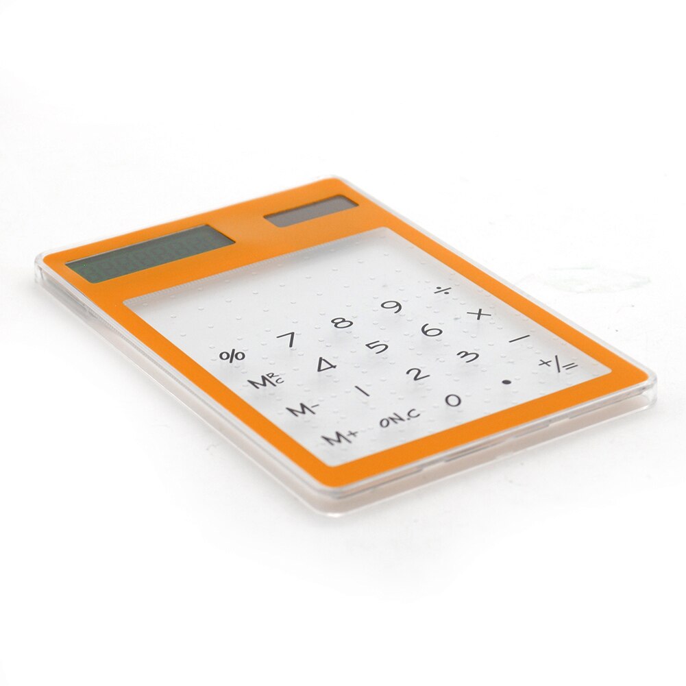 Solar Calculator LCD 8 Digit Touch Screen Ultra Slim Transparent Clear Student Calculator for School Office